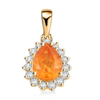 AAA Fanta-Granat, Weißer Diamant AGI zertifiziert und geprüft Anhänger 417 Gelb Gold ca. 1.71 ct