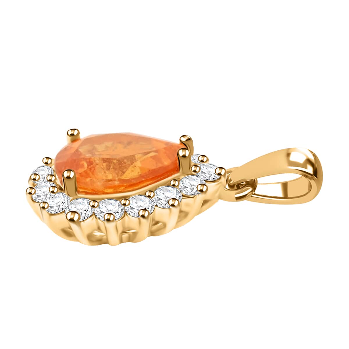 AAA Fanta-Granat, Weißer Diamant AGI zertifiziert und geprüft Anhänger 417 Gelb Gold ca. 1.71 ct