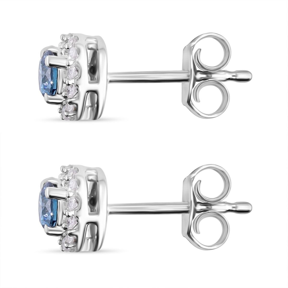 LUXURIANT DIAMOND - Lab Grown Blauer Diamant, Lab Grown Diamant SI-GH Ohrringe 925 Silber platiniert ca. 0.50 ct