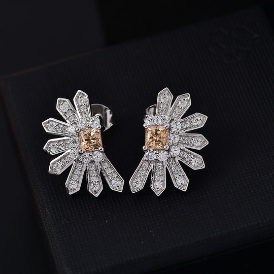 J Francis gefertigt mit SWAROVSKI - Gelber Zirkonia, Zirkonia Ohrringe 925 Silber rhodiniert