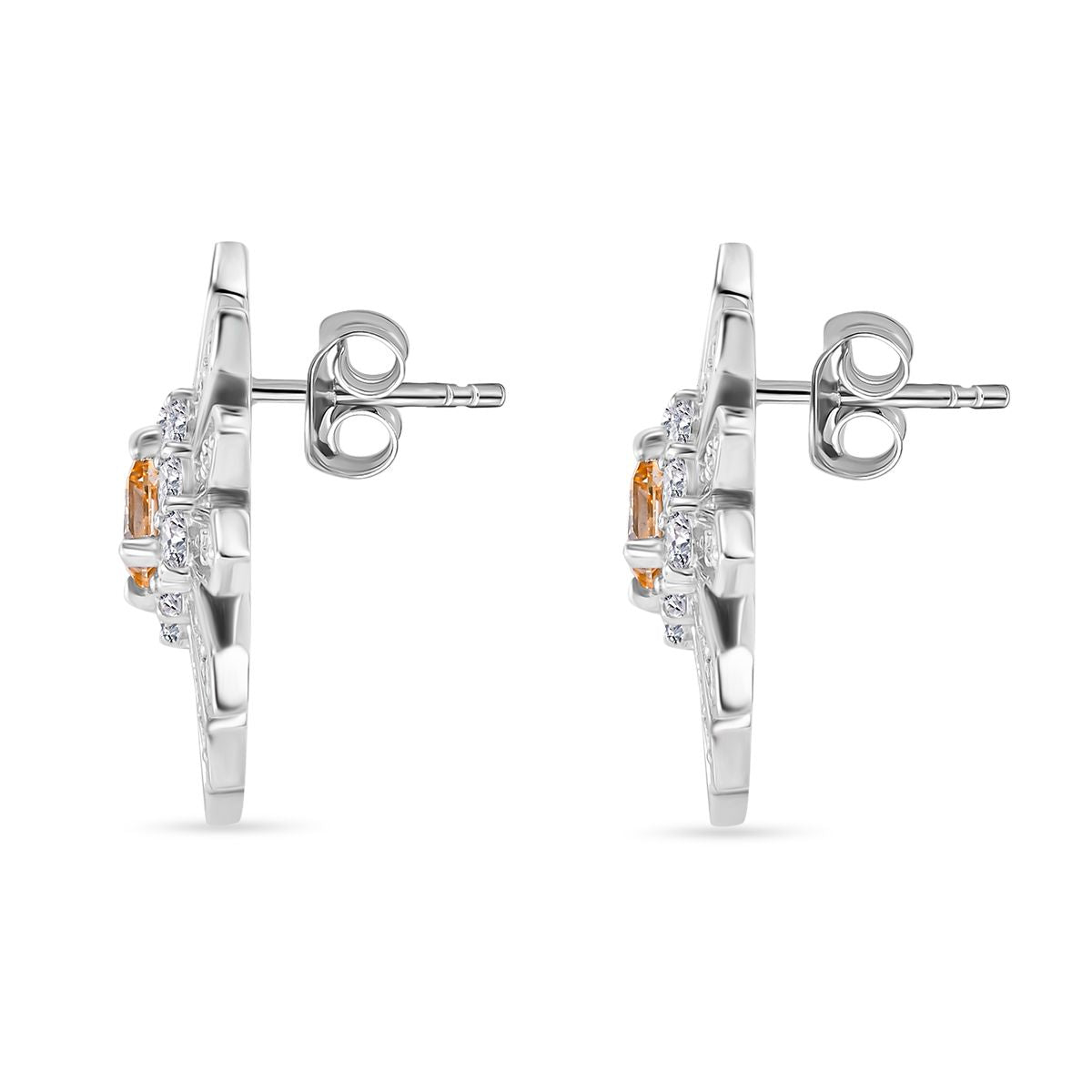 J Francis gefertigt mit SWAROVSKI - Gelber Zirkonia, Zirkonia Ohrringe 925 Silber rhodiniert