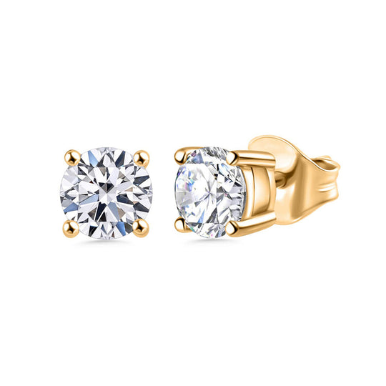 LUXURIANT VS-GH Labor Diamant Solitär Ohrringe, 925 Silber Gelbgold Vermeil - 0,33 ct.
