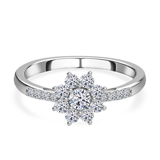 Luxuriant Diamond Lab Grown Diamant SI-GH Ring 925 Silber platiniert (Größe 20.00) ca. 0.75 ct