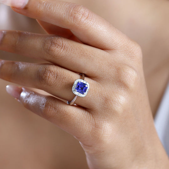 RHAPSODY AAAA Tansanit, Weißer Diamant Ring 950 Platin (Größe 17.00) ca. 2.23 ct