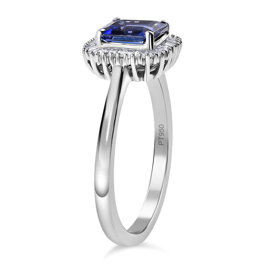 RHAPSODY AAAA Tansanit, Weißer Diamant Ring 950 Platin (Größe 17.00) ca. 2.23 ct