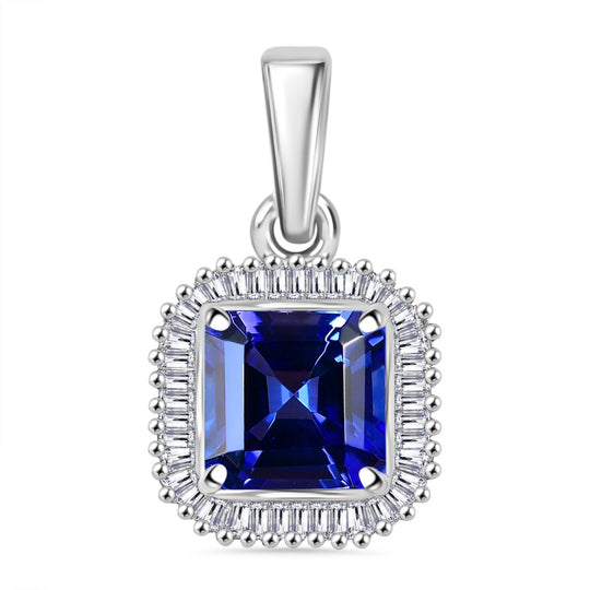 Rhapsody AAAA Tansanit, Weißer Diamant Anhänger 950 Platin ca. 2,20 ct.