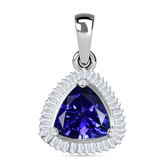 Rhapsody AAAA Tansanit, Weißer Diamant Anhänger 950 Platin ca. 2,20 ct.