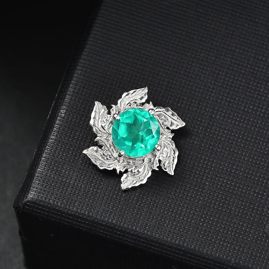 Smaragd-Quarz Triplette Anhänger 925 Silber rhodiniert ca. 2.14 ct
