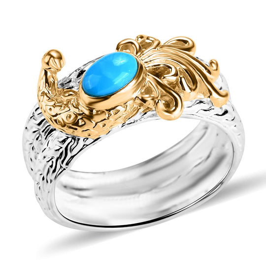 Sleeping Beauty Türkis Ring 925 Silber (Größe 17.00) ca. 0,83 ct
