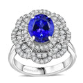 AAAA Tansanit, Weißer Diamant Ring 950 Platin (Größe 20.00) ca. 3,82 ct
