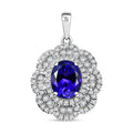 AAAA Tansanit, Weißer Diamant Anhänger 950 Platin ca. 3,82 ct.