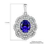 AAAA Tansanit, Weißer Diamant Anhänger 950 Platin ca. 3,82 ct.