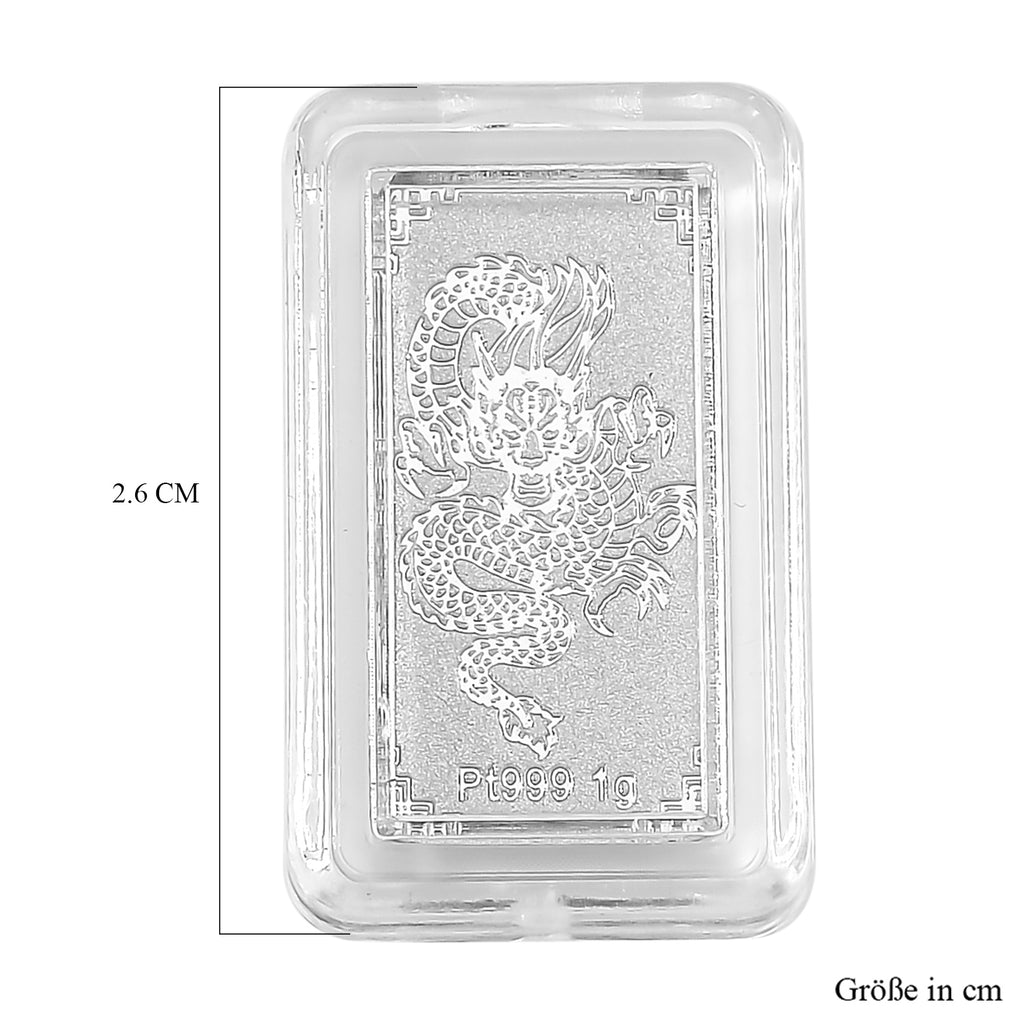 999 Platinbarren Drachenmotiv, 10x20x0,23 mm, 1,00g