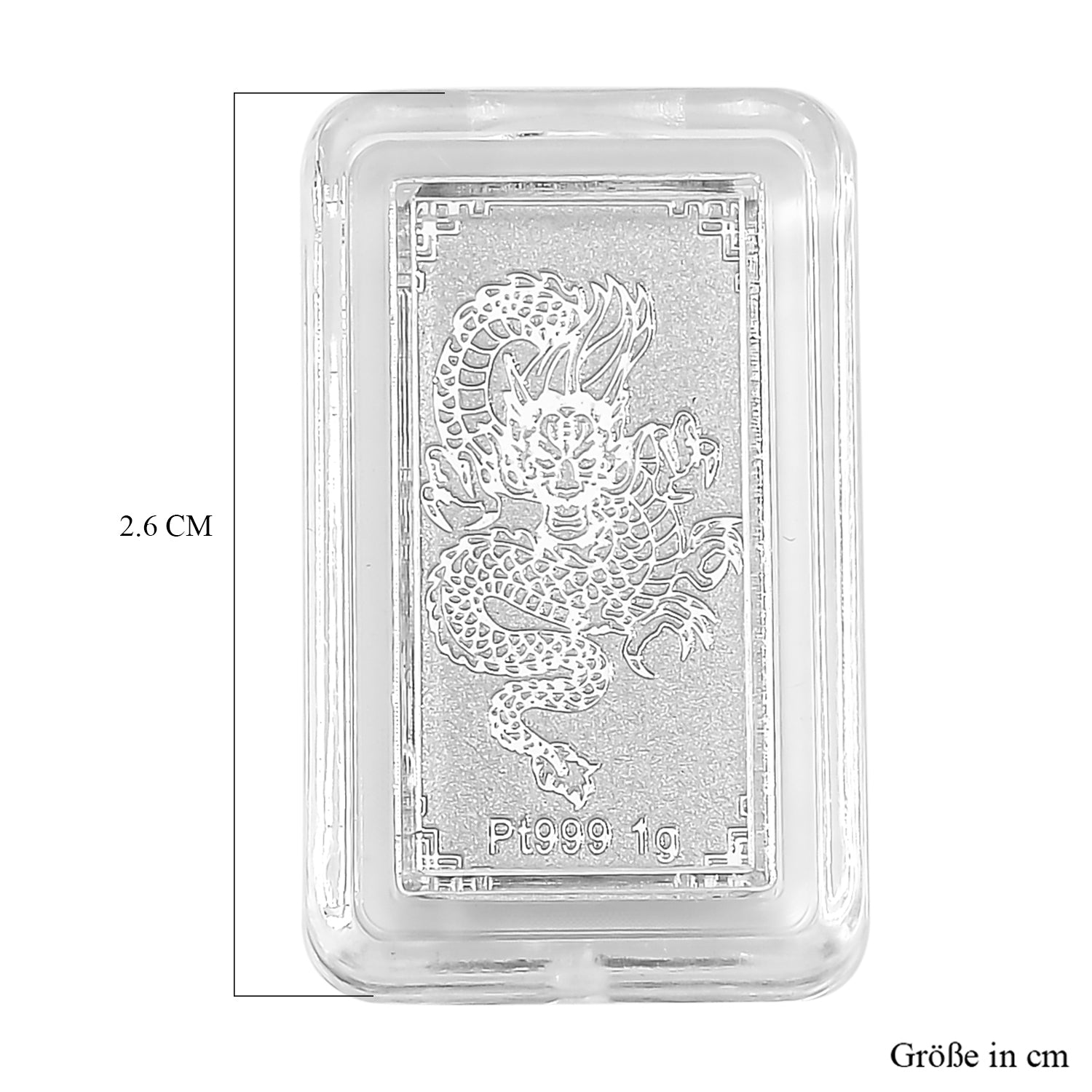 999 Platinbarren Drachenmotiv, 10x20x0,23 mm, 1,00g