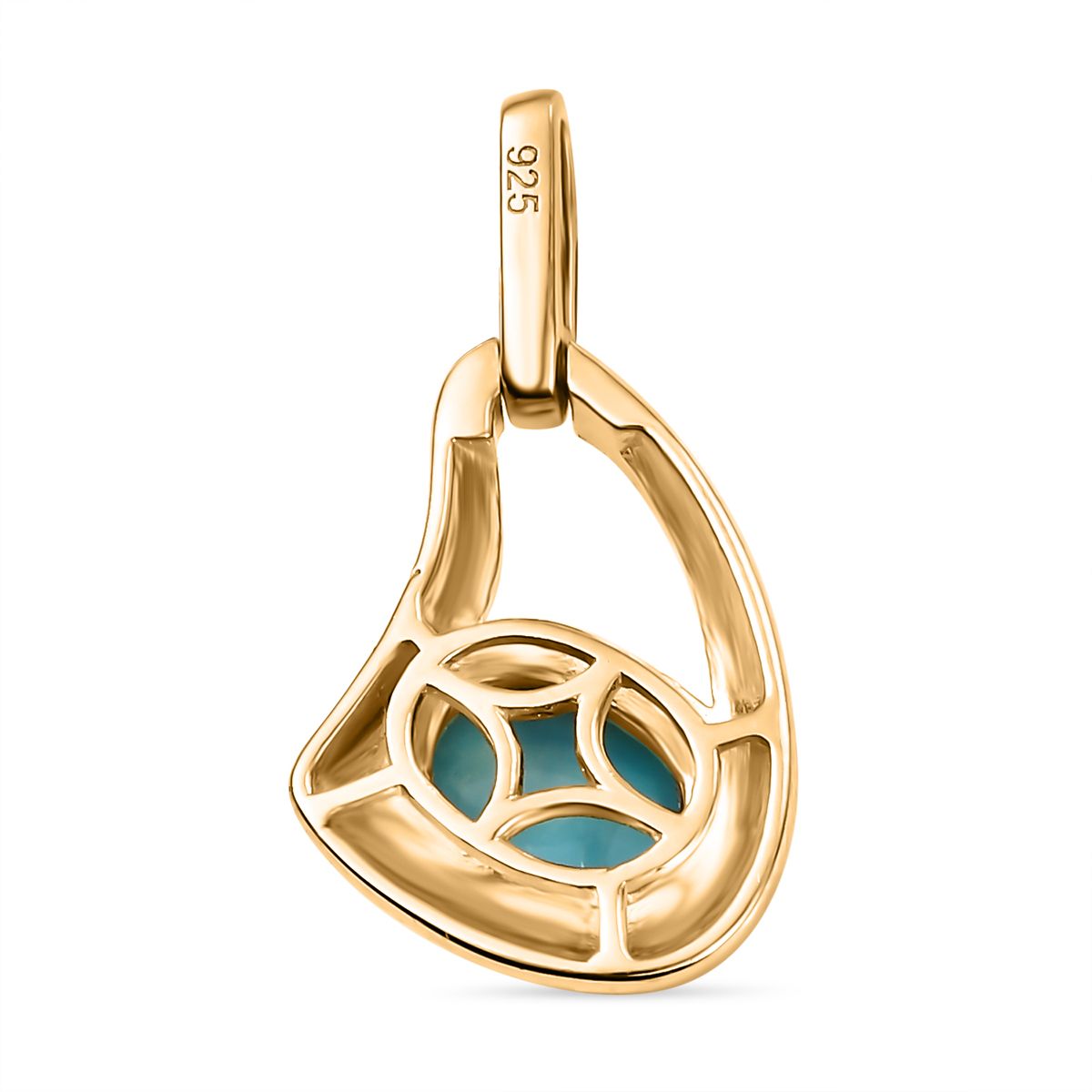 AA Amerikanischer Natürlicher Sleeping Beauty Türkis Anhänger 925 Silber 750 Gelbgold Vermeil ca. 1.07 ct