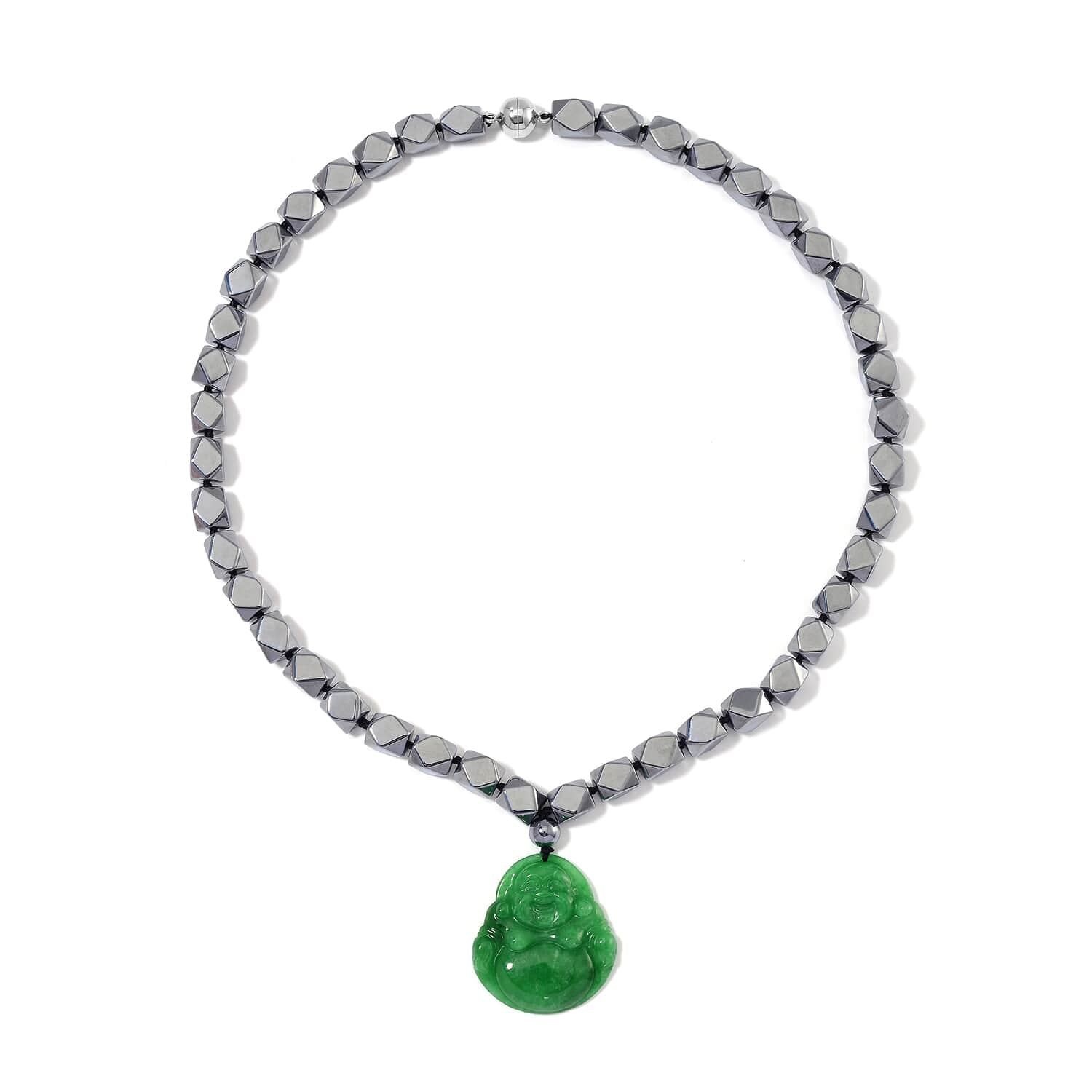 Grüne Jade, Terahertz Halskette ca. 50 cm 925 Silber rhodiniert ca. 315.00 ct