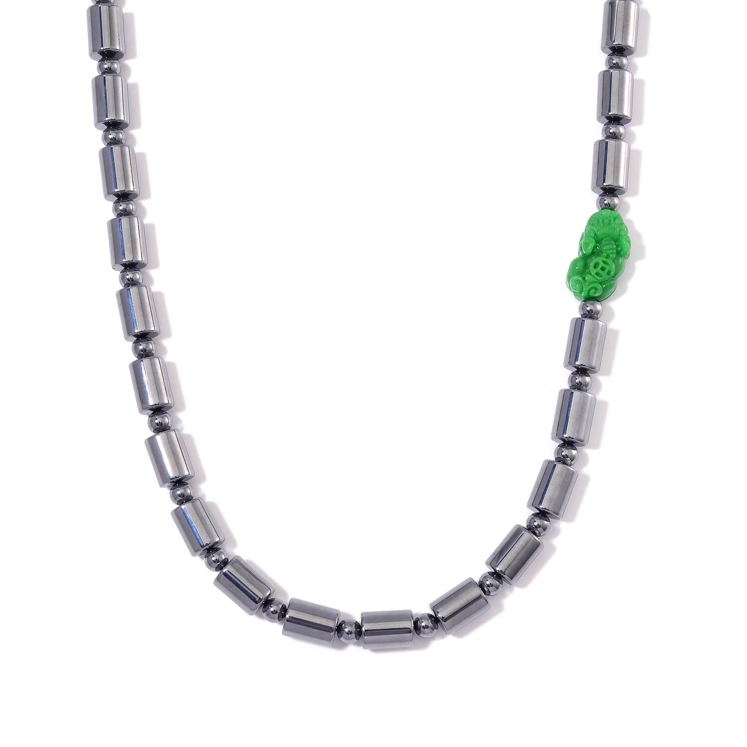 Grüne Jade, Terahertz Halskette ca. 50 cm 925 Silber rhodiniert ca. 340.00 ct
