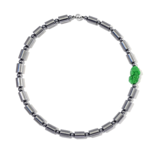 Grüne Jade, Terahertz Halskette ca. 50 cm 925 Silber rhodiniert ca. 340.00 ct