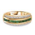 Kagem Sambischer Smaragd, Weißer Zirkon Ring, Goldfarben (Größe 16.00) ca. 0.95 ct