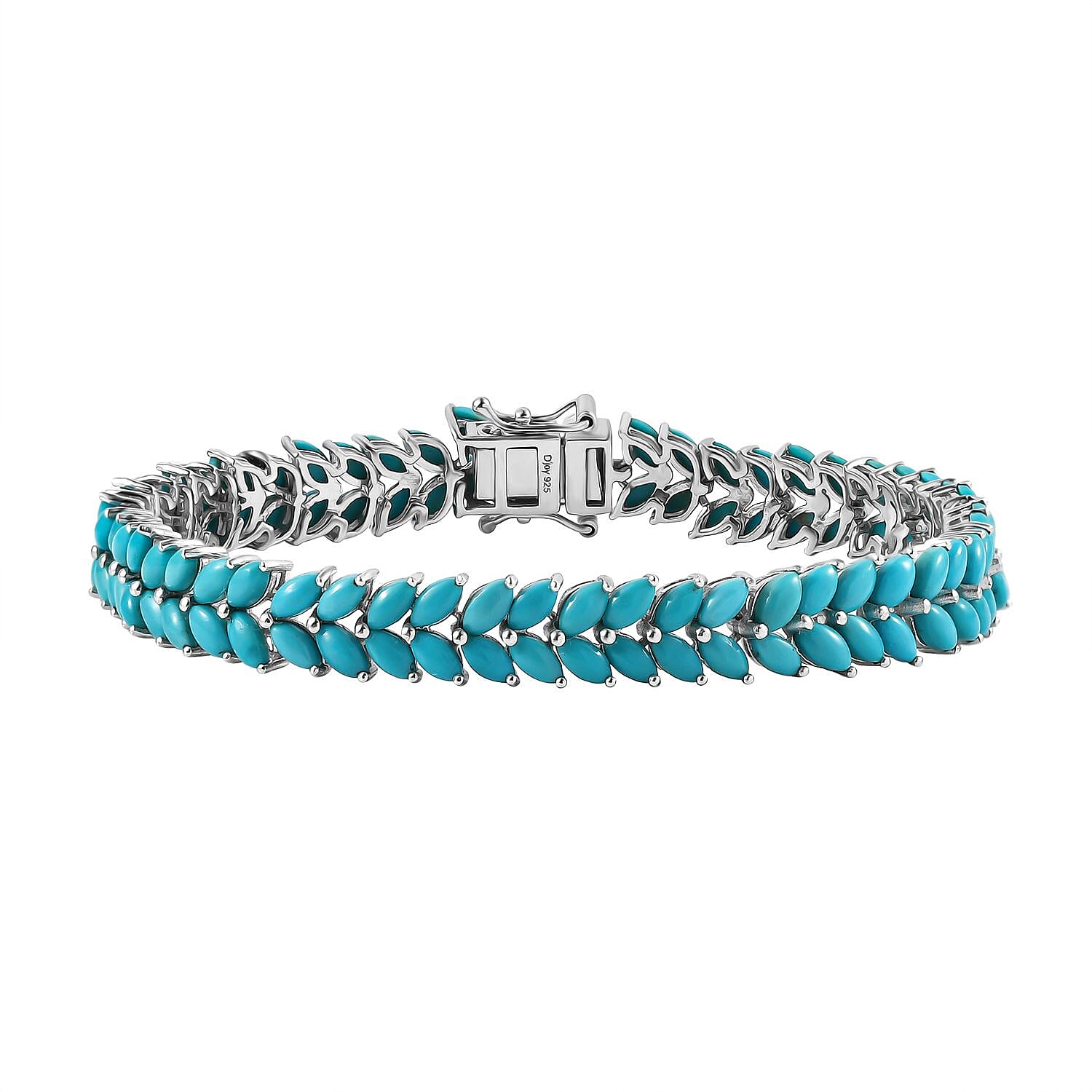 D'Joy AA Lagunen-Türkis Armband ca. 18.5 cm 925 Silber Rhodiniert ca. 15,37 ct.