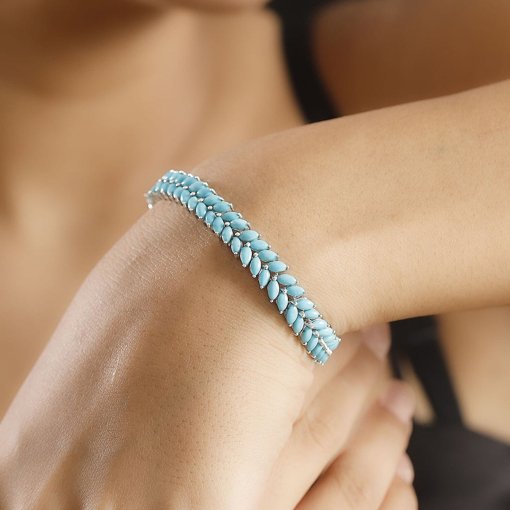 D'Joy AA Lagunen-Türkis Armband ca. 18.5 cm 925 Silber Rhodiniert ca. 15,37 ct.