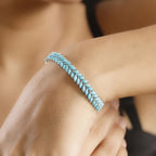 D'Joy AA Lagunen-Türkis Armband ca. 18.5 cm 925 Silber Rhodiniert ca. 15,37 ct.