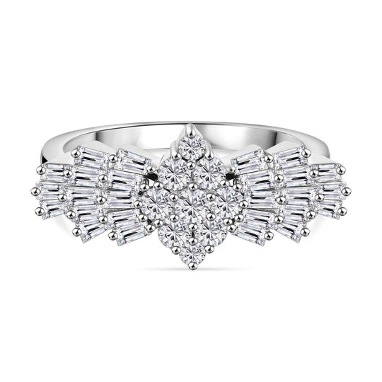 LUXURIANT DIAMOND - Lab Grown Diamant VS-EF SGL zertifiziert Ballerina Ring 925 Silber Gelbgold Vermeil (Größe 20.00) ca. 1.00 ct