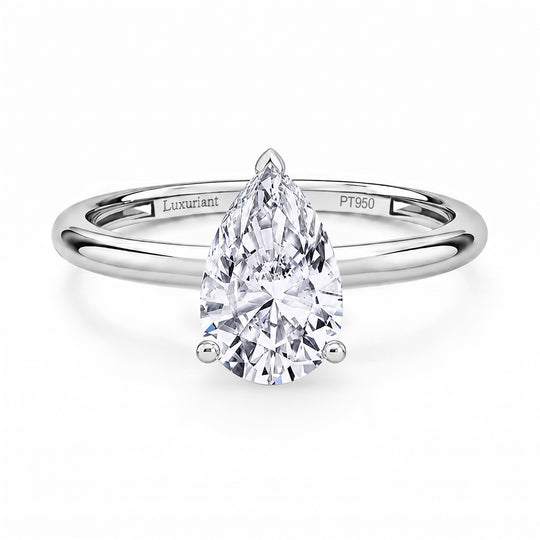 LUXURIANT SGL zertifizierter VS-EF Labor Tropfenschliff Diamant Solitär Ring in 950 Platin - 2 ct.