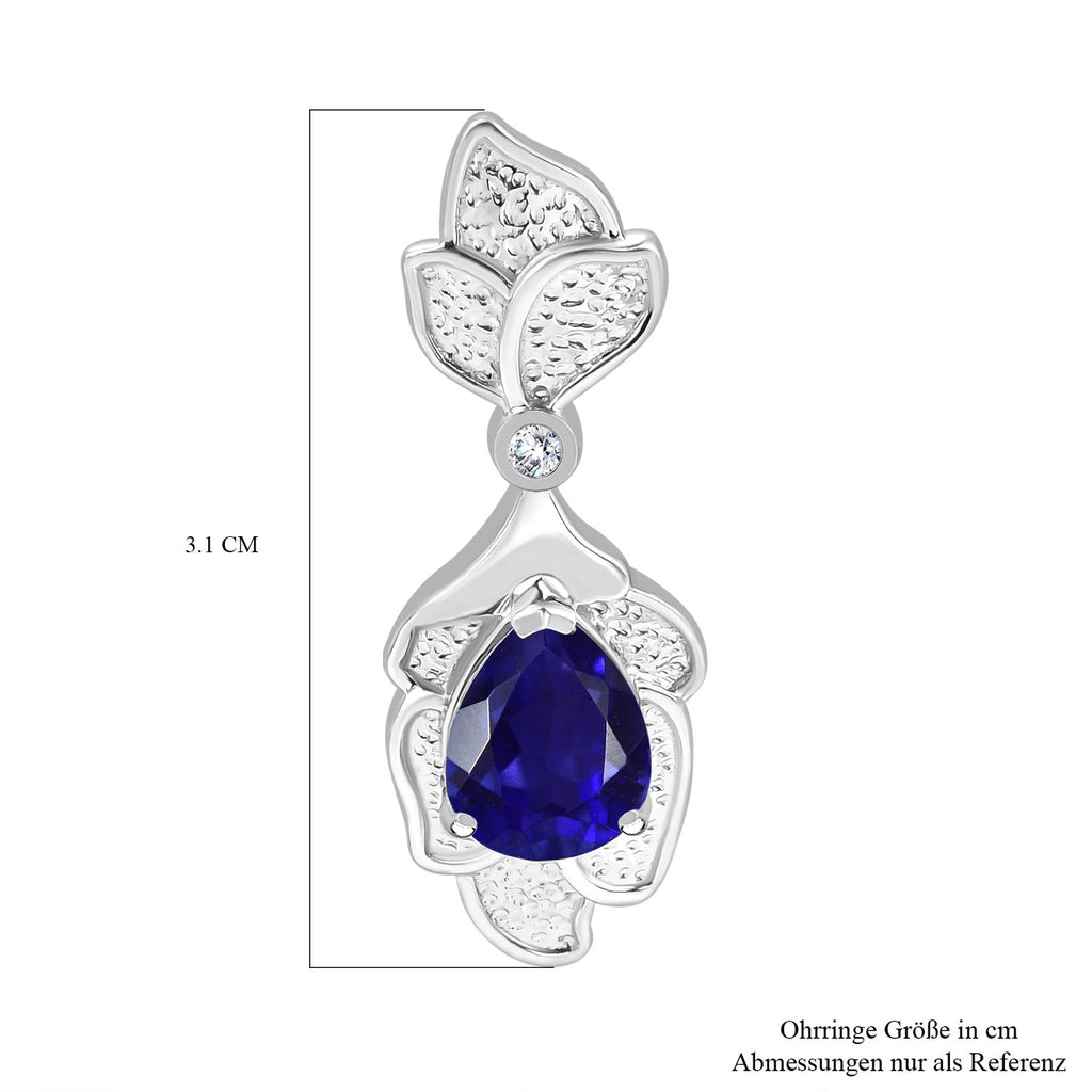 Tansanit-Farbe Quarz, Weißer Zirkon Ohrringe 925 Silber rhodiniert ca. 3.84 ct