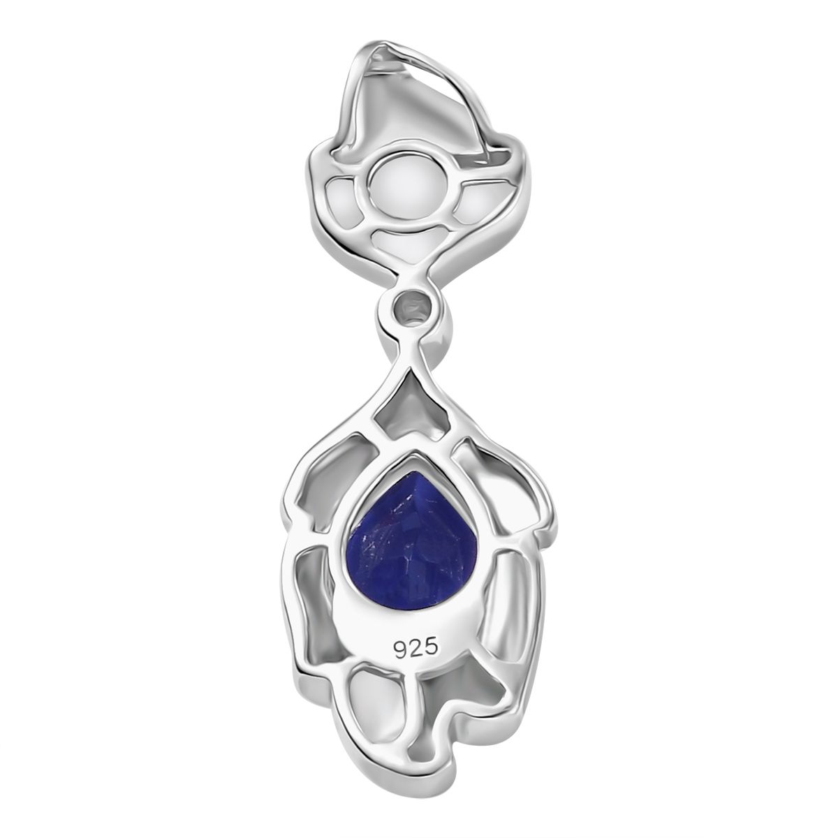 Tansanit-Farbe Quarz, Weißer Zirkon Anhänger 925 Silber rhodiniert ca. 2.56 ct