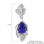 Tansanit-Farbe Quarz, Weißer Zirkon Anhänger 925 Silber rhodiniert ca. 2.56 ct