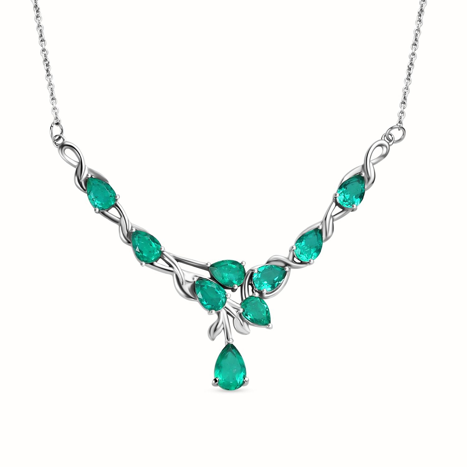 Smaragd-Quarz Triplette Halskette ca. 45 cm Edelstahl ca. 8,03 ct.