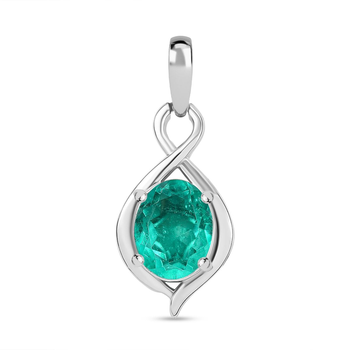Smaragd-Quarz Triplette Anhänger 925 Silber platiniert ca. 2,03 ct.