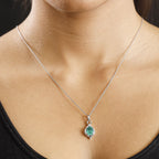 Smaragd-Quarz Triplette Anhänger 925 Silber platiniert ca. 2,03 ct.