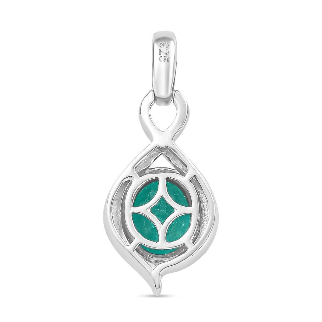 Smaragd-Quarz Triplette Anhänger 925 Silber platiniert ca. 2,03 ct.