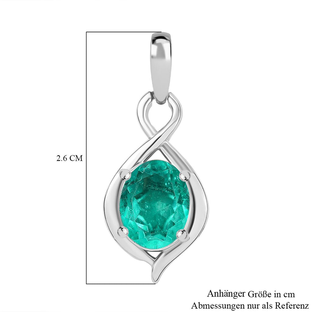 Smaragd-Quarz Triplette Anhänger 925 Silber platiniert ca. 2,03 ct.