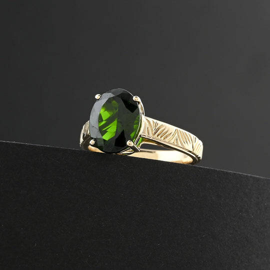 LUXORO AAA Natürlicher Chromdiopsid AGI zertifiziert Ring 417 Gold (Größe 20.00) ca. 2.65 ct