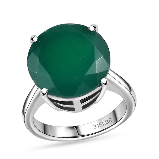 Verde Onyx Ring 316L Edelstahl (Größe 19.00) ca. 7.74 ct
