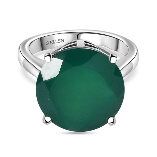 Verde Onyx Ring 316L Edelstahl (Größe 19.00) ca. 7.74 ct