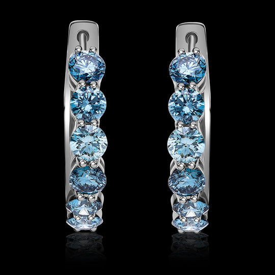 LUXURIANT DIAMOND - Lab Grown Blauer Diamant VS Ohrringe 925 Silber platiniert (10-15 Werktage Lieferzeit) ca. 2.15 ct