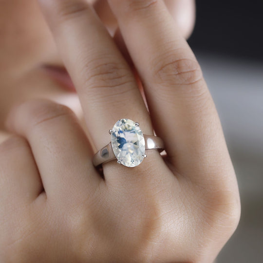 RHAPSODY - SELTENSTE AAAA Natürlicher Malagasy Mondstein Ring 950 Platin (Größe 18.00) ca. 4.13 ct