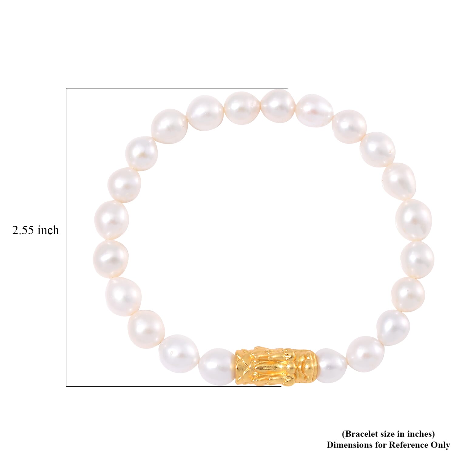Weiße Anhui Perle (7-9 mm) Armband, Flexibles,925 Silber vergoldet