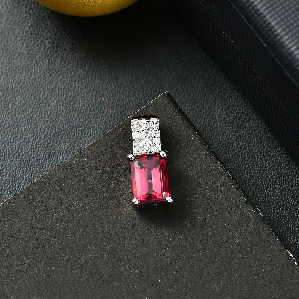 RHAPSODY AAAA Rubellit, Weißer Diamant Anhänger 950 Platin ca. 1.86 ct
