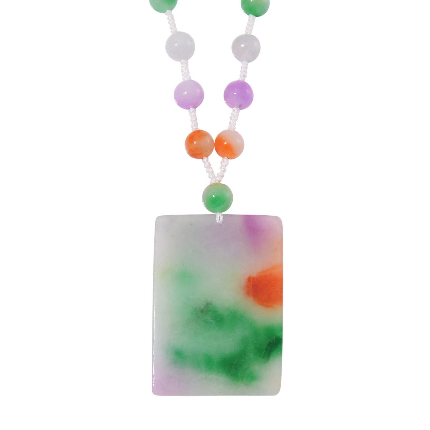 Mehrfarbige Jade Halskette ca. 50 cm 925 Silber Rhodiniert ca. 300.00 ct