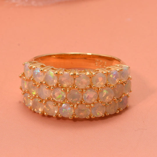 AAA Natürlicher, äthiopischer Welo Opal Ring 925 Silber Gelbgold Vermeil (Größe 18.00) ca. 2,02 ct