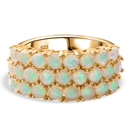 AAA Natürlicher, äthiopischer Welo Opal Ring 925 Silber Gelbgold Vermeil (Größe 18.00) ca. 2,02 ct