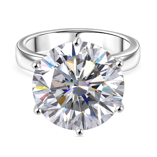 D'Joy Moissanit Ring 925 Silber Rhodiniert (Größe 20.00) ca. 9,81 ct