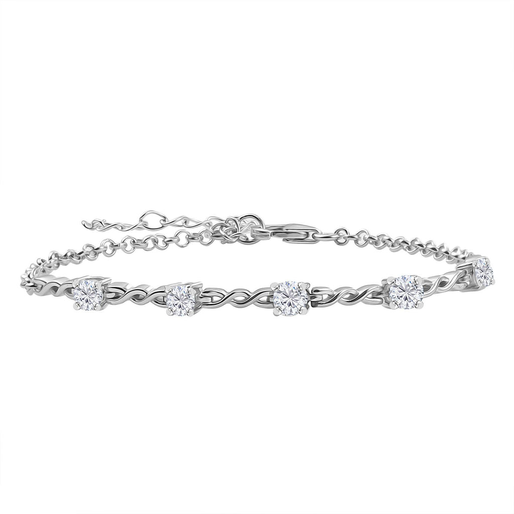 Moissanit Armband ca. 18 cm 925 Silber rhodiniert ca. 1.13 ct