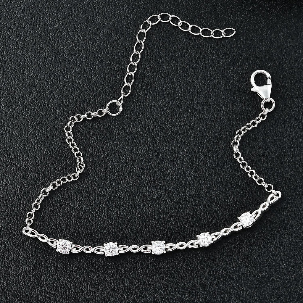 Moissanit Armband ca. 18 cm 925 Silber rhodiniert ca. 1.13 ct
