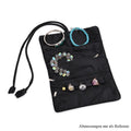 Schmuckorganizer aus Satin mit Stickerei und 5 Premium-Poliertüchern, 20x9cm, Schwarz